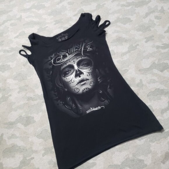 Sullen Angels Tank Top Womens Small Black Pullover Sleeveless - Picture 2 of 9
